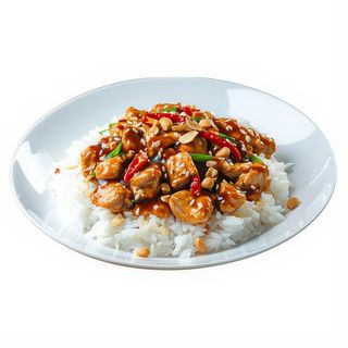 Arroz Blanco Con Salsa De Pollo