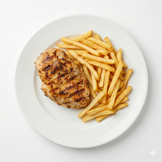 Pechuga a la plancha con patatas fritas