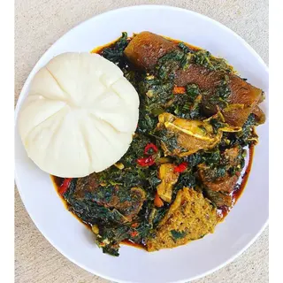 Efo Riro & Iyan ( 2 Wraps of Iyan, 4 Beef & Efo Riro )