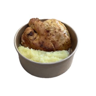 კარტოფილის პიურე 200გრ და ქათმის სტეიკი  100 გრ