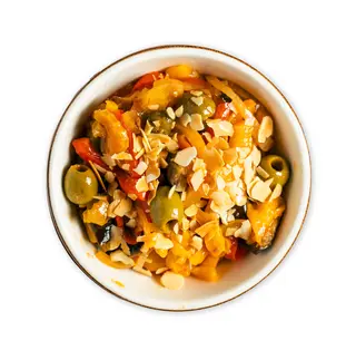 (ANT) Caponata di melanzane e peperoni con mandorle tostate