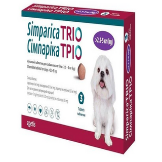 Сімпаріка ТРІО для собак 5-10кг, 1 таблетка