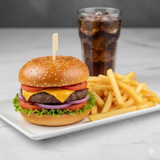 Menú Hamburguesa Con Patatas Y Bebida