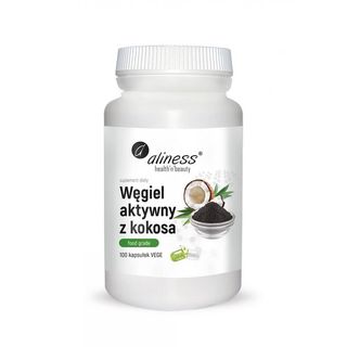 Węgiel aktywny z kokosa spożywczy Food grade 300 mg 100 kapsułek Aliness