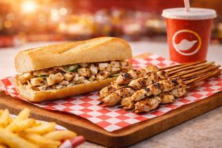 Menu Pain Brochette Poulet (Frites + Boissons)