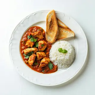 Menu Carne- mix startes, chicken tandoori, chicken curry, riso pulao