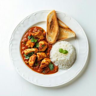 Menu Carne- mix startes, chicken tandoori, chicken curry, riso pulao