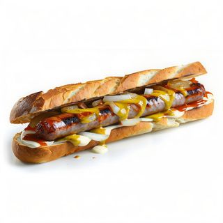 Bocadillo De Frankfurt Picante Con Cebolla