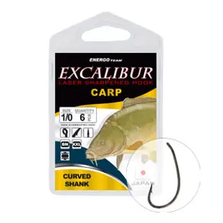 Carlige Excalibur Carp Curved Shank Bn Nr 1/0 (6buc/plic)
