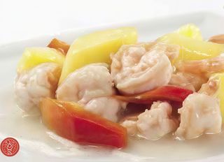 86. Gamberi saltati con mango