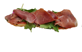 Tostada Premium Jamón Serrano, Rúcula, AOVE Y Tomate Natural + Café + Zumo