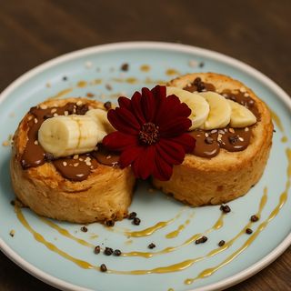 Banana, gianduia, granella di nocciole tostate e gocce di cioccolato