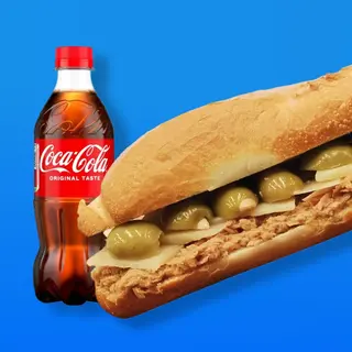 Panino tonno, olive e scaglie di formaggio + Bibita in bott