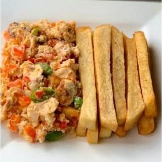 Fried Yam & Egg Sauce