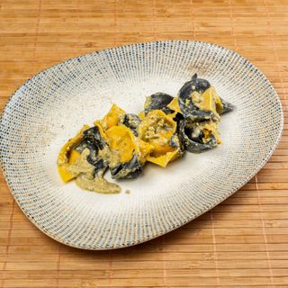 Tortelloni Gambas Y Ricotta Con Pesto De Pistachos Casero