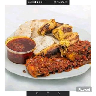Grilled yam and Pepper sauce