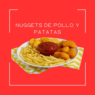 Croquetas De Pollo, Patatas Y Bebida