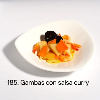 Wok de gambas al curry