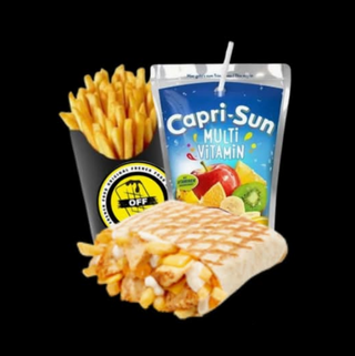 Patatas + mini taco + zumo