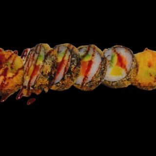 Futomaki Salmón,Aguacate,Rábano y Surimi Tempura