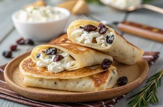 Domaće palačinke pripremljene od svježeg sira i grožđica