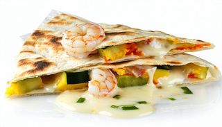 Piadina con gamberi, zucchine e fontina