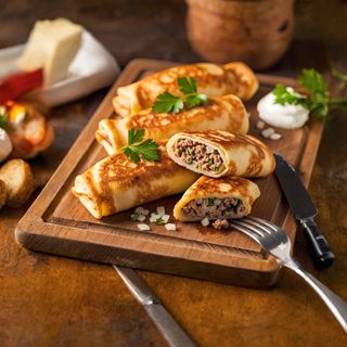 Млинці з куркою, грибами та сиром (1 порція 6 шт)