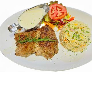 Grilled Beef Steak With Mushroom Sauce