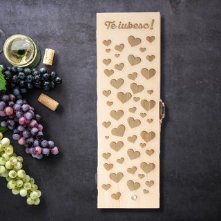 Cutie de vin gravată - Te iubesc