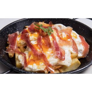 Ración estrellados de jamón