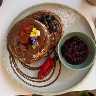 Berries chocolate pancakes