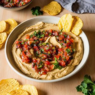 Hummus de garbanzos con pico de gallo ytostadas