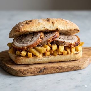 Porchetta romana, patatine