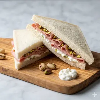 Tramezzino mortadella, burrata, pistacchio