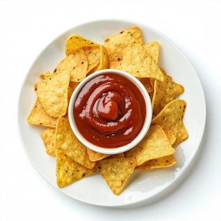 Cestino di nachos con salsa piccante