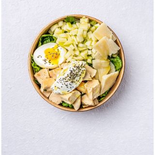 Chicken, egg & 36 month parmesan salad bowl