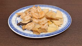 55-Gamberi con funghi e bambù 