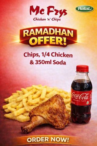 Quarter Chicken Leg/breast + Chips + 350ml Soda