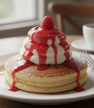 Tortitas Con Sirope De Fresa Y Nata (2 Uds.)