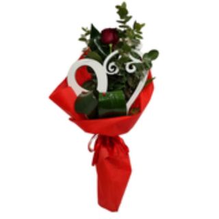 Rosa singola colore a scelta + cuore 