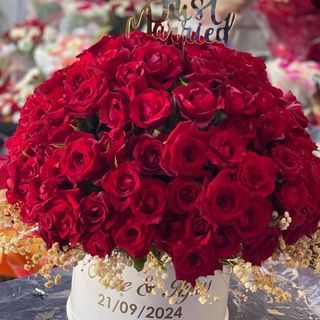 Box de fleurs rouges