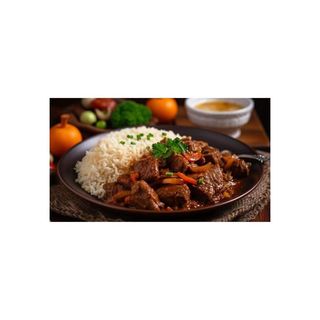 Wali Mweupe + Beef Wet Fry