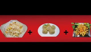 5 Riso alla piastra + fagottino di carne + tempura verdure 