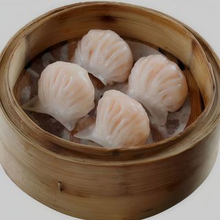 Ravioli di cristallo con gamberi