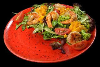 Салат з тигровими, креветками та апельсином  (220г)