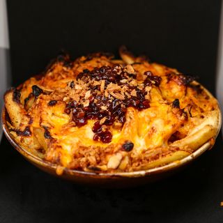 Fries cheese bacon and sweet onion