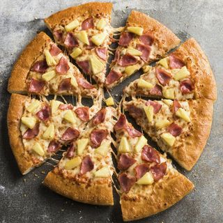 Hawaii Chicken pizza with fries