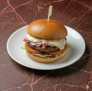 Hamburger mozzarella e prosciutto cotto