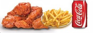 Menú alitas de pollo (ración)