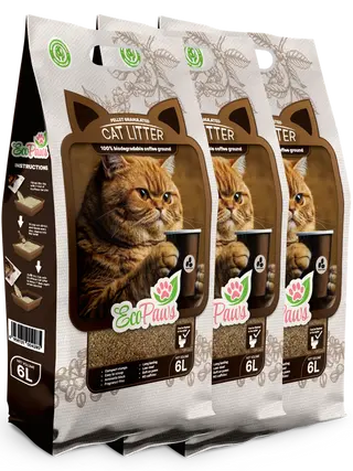 3бр. Котешка тоалетна от кафе Eco Paws неутрализира 99.5% миризмите